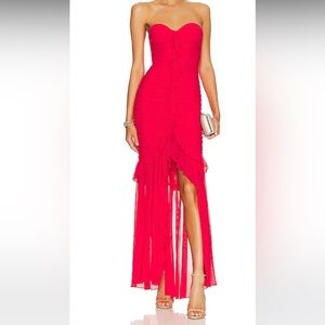 NWOT Majorelle Maxi Ruched Dress in Cherry Red Size L